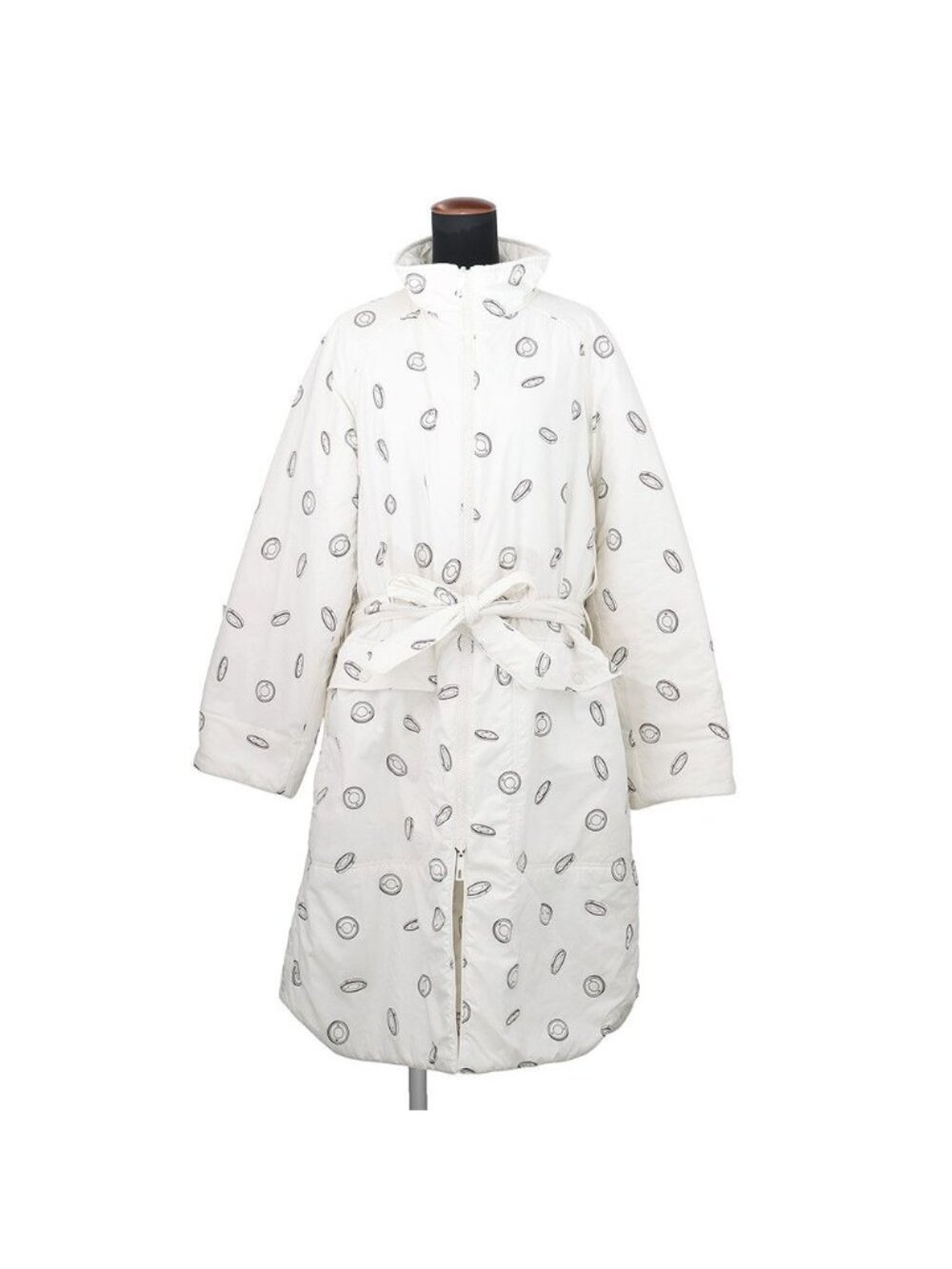 Hermes Coat Quilted Reversible Clou de Selle Semis Outer White Black